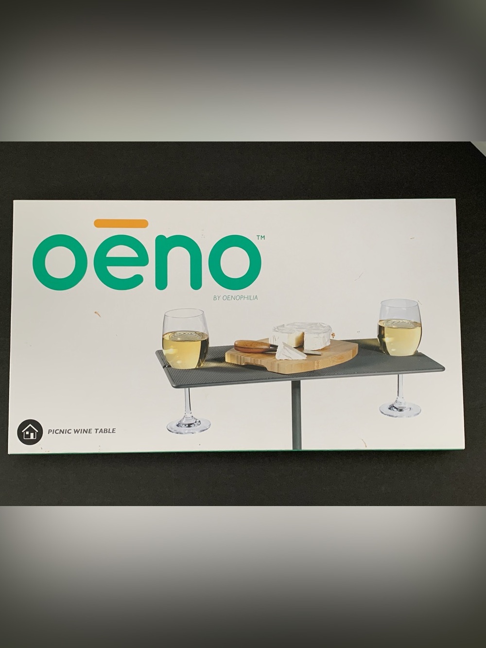 NEW Oeno Portable Wine Table Metal Gray Outdoor Picnic 2 Heights 12” & 30”